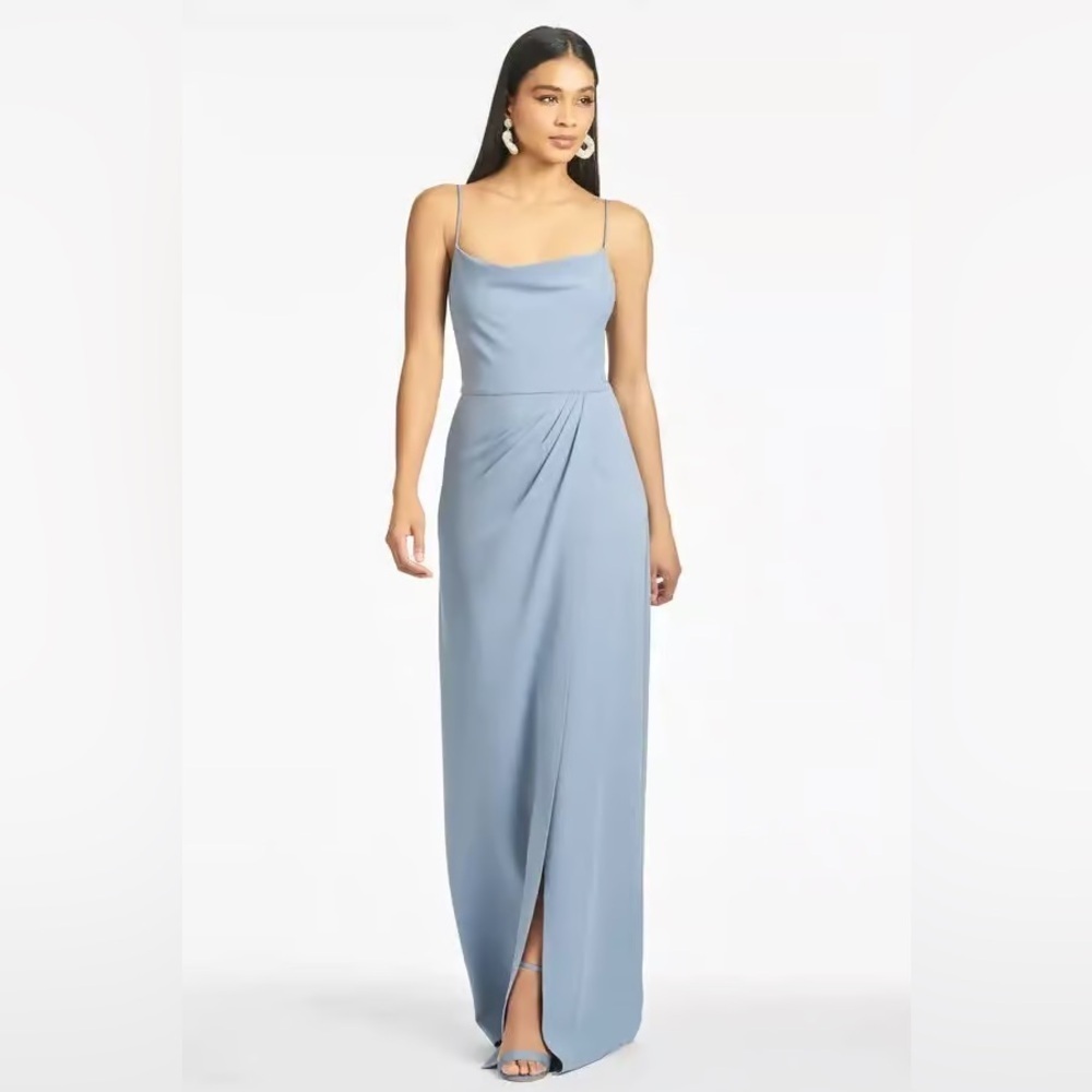 Sachin + Babi Light Blue Draped Maxi Slip Dress